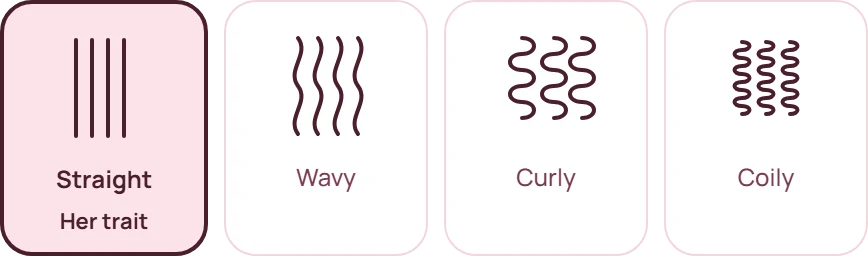 Hair types: straight, wavy, curly, coily. Hers is straight.